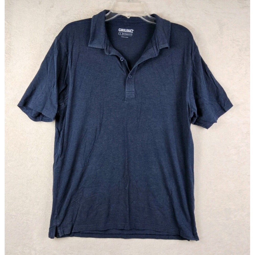 Cariloha Men's Bamboo Fit Short Sleeve Polo Shirt Navy Blue Size L